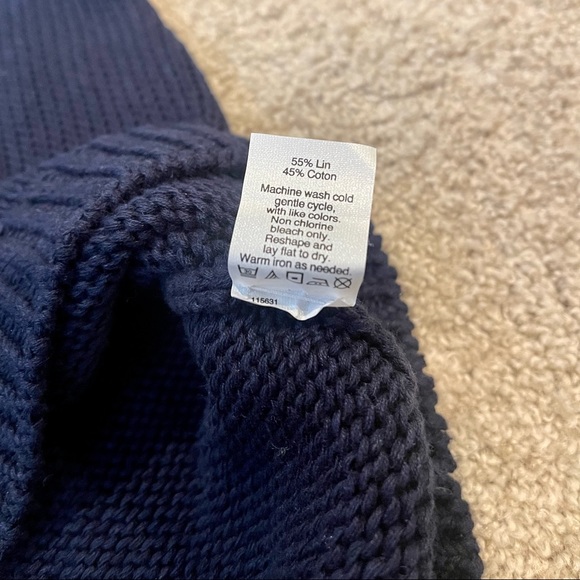 NWT. J. Crew Factory Lace-up Cotton Linen Sweater. Navy Blue. Size Small. - Picture 10 of 11